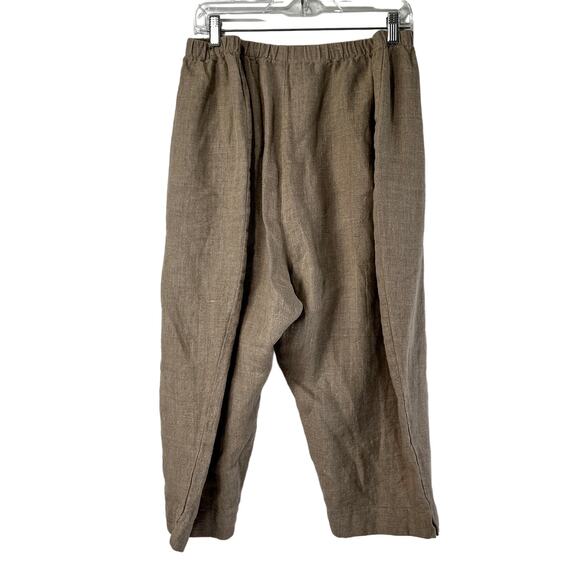 J. Jill Woven Linen Pants Neutrals Plus Size 4X Cropped Length Brown Lagenlook - Picture 4 of 4
